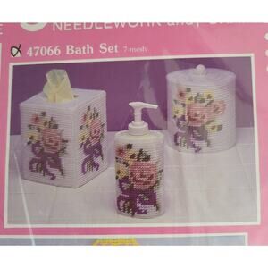 Mary Maxim Needlepoint Bath Set #47066 set makes a set of 3